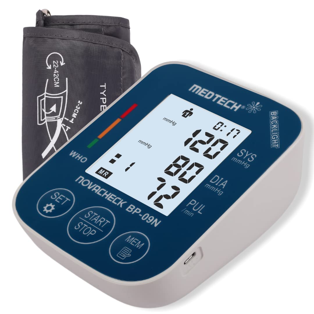 Medtech BP09N Backlight Portable Automatic Digital Blood Pressure BP Monitoring Machine with Smart MDD Technology