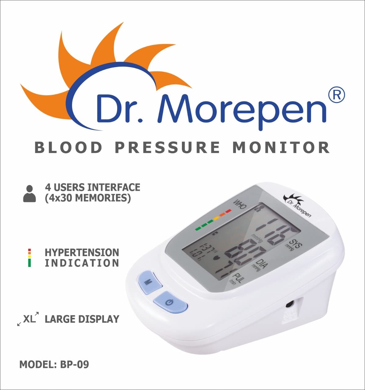 Dr. Morepen BP09 Fully Automatic Blood Pressure Monitor (White)