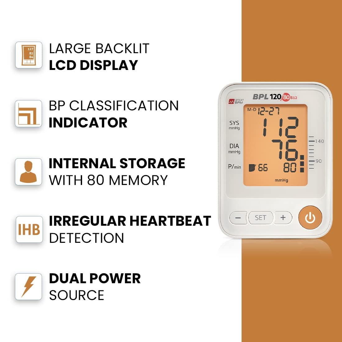 BPL Medical Technologies Automatic Blood Pressure Monitor BPL120/80 B12 - (White)