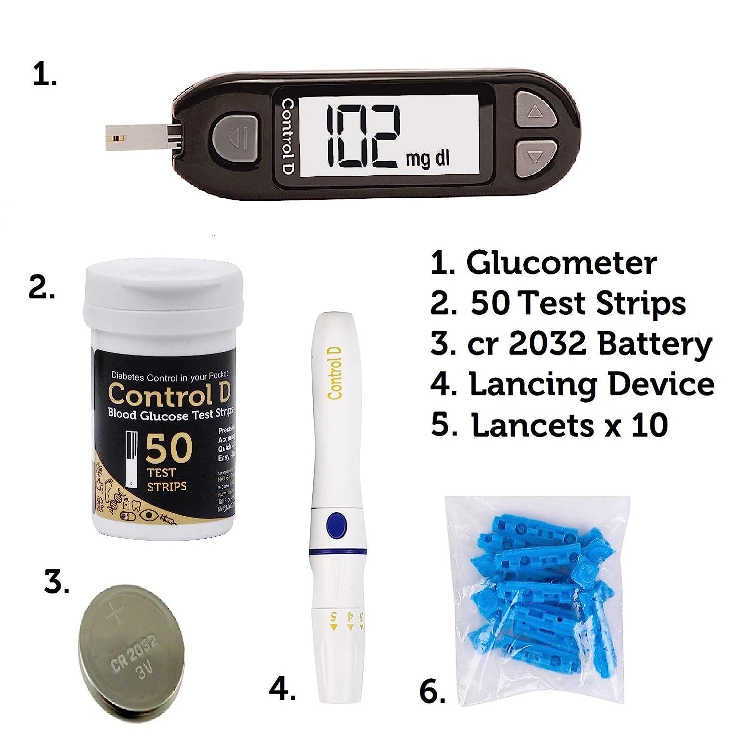 Control D Glucometer with 50 Strips