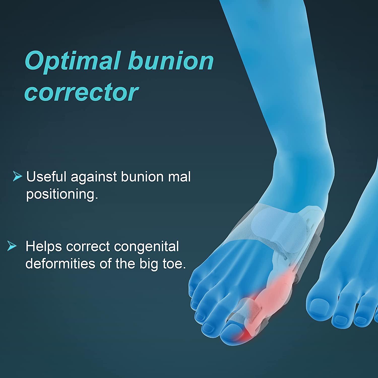 Tynor Bunion Splint Foot Support – Toe Separator & Hallux Valgus Corrector (Grey, White)