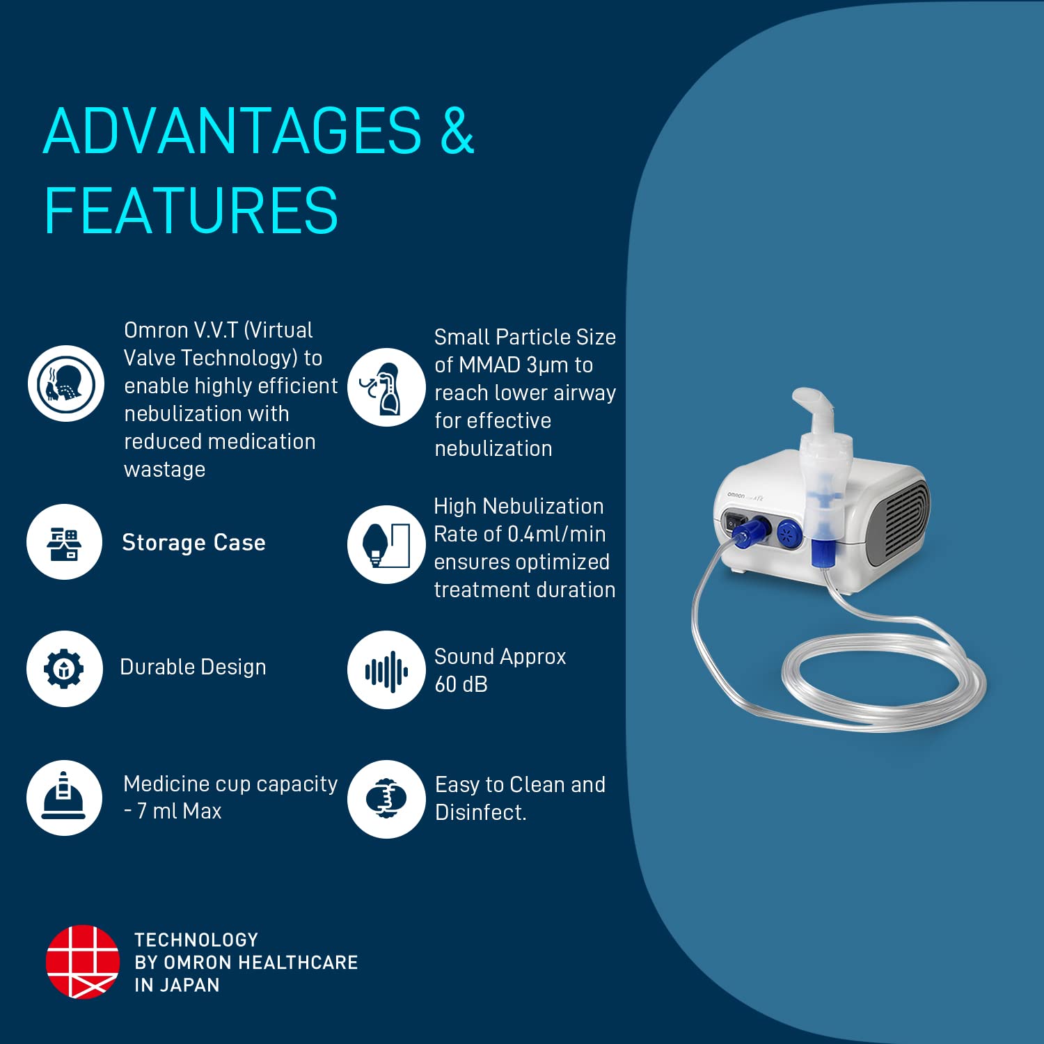 Omron NE C28 Compressor Nebulizer For Child and Adult With Virtual Valve Technology Ensuring Optimum Medicine Delivery to the Raspiratory System
