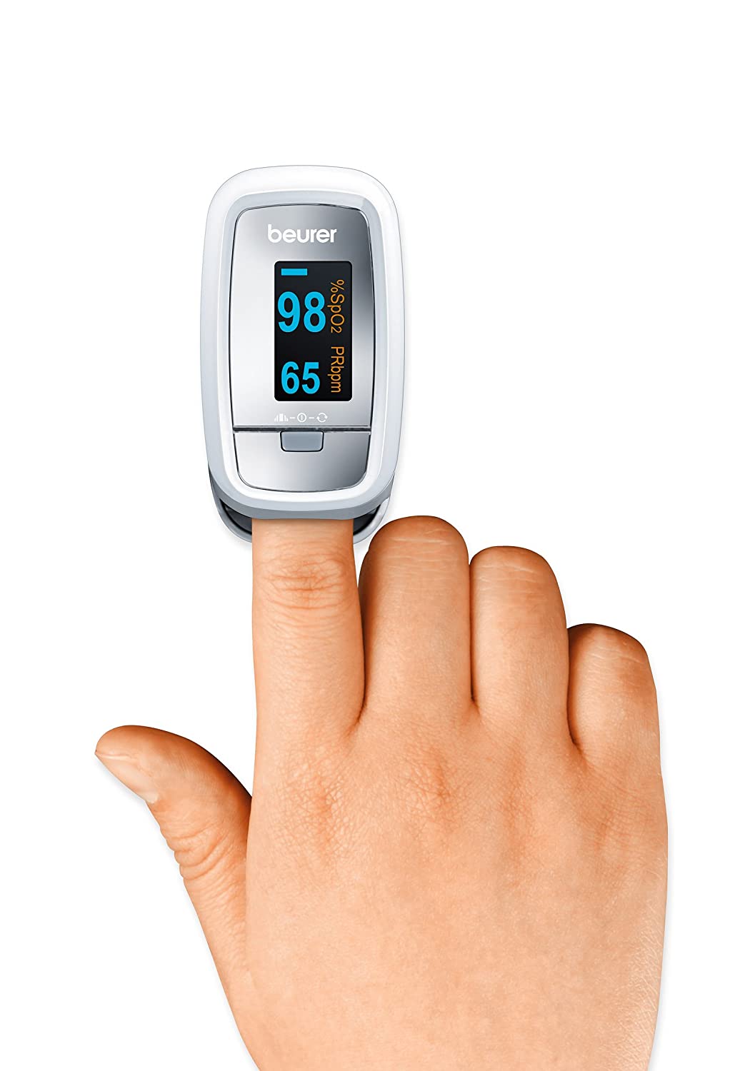 Beurer PO30 Pulse Oximeter, Blood Oxygen Saturation & Heart Rate Monitor, 5 Years Warranty - Grey