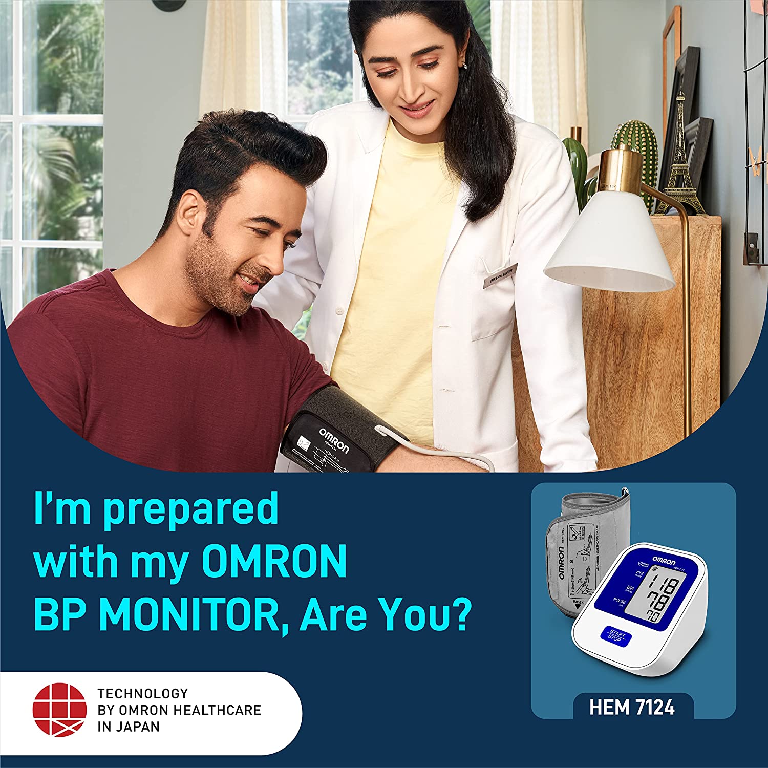 Omron HEM 7124 Fully Automatic Digital Blood Pressure Monitor with Intellisense Technology For Most Accurate Measurement