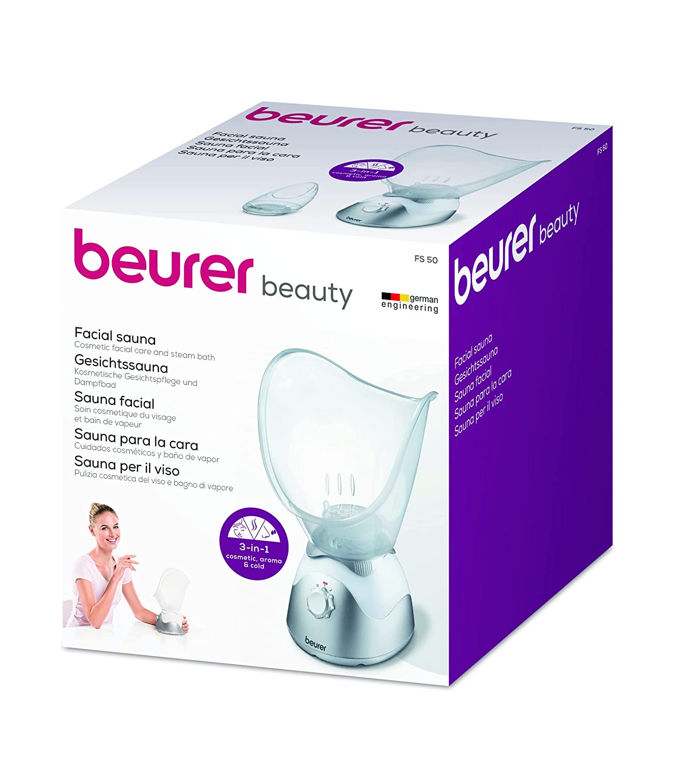 Beurer beauty FS50 Facial Sauna and Steam Inhaler Packaging