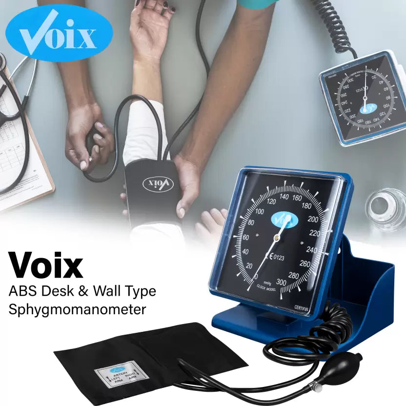 Voix HS-60A ABS Desk/Wall Type Sphygmomanometer – Manual BP Monitor (Black, Blue)