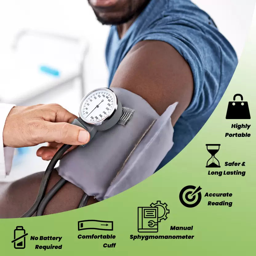 Voix HS-20A Aneroid Sphygmomanometer With Classic Nylon Cuff Manual Bp Monitor (Black)