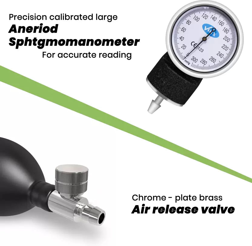 Voix HS-20A Aneroid Sphygmomanometer With Classic Nylon Cuff Manual Bp Monitor (Black)
