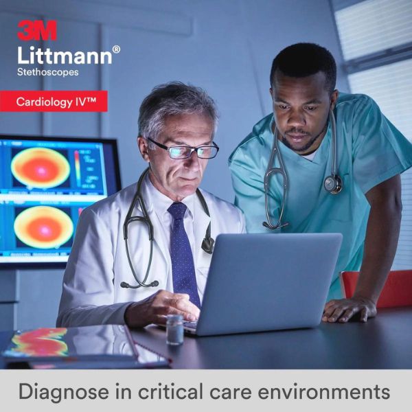 3M Littmann Cardiology IV Diagnostic Stethoscope, Black-Finish Chestpiece, Black Tube, Stem and Headset, 27 inch, 6163