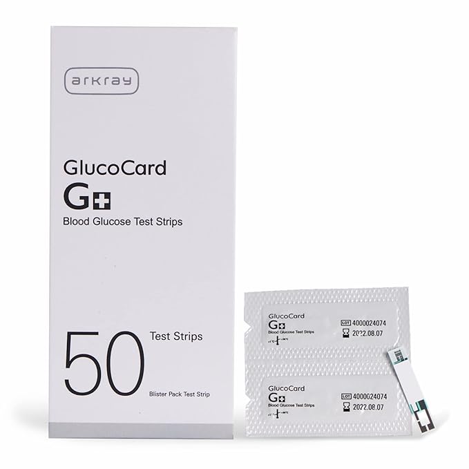 Arkray Glucocard G+ 50 Blood Glucose Test Strips with 50 Lancet Combo | Individually Packed