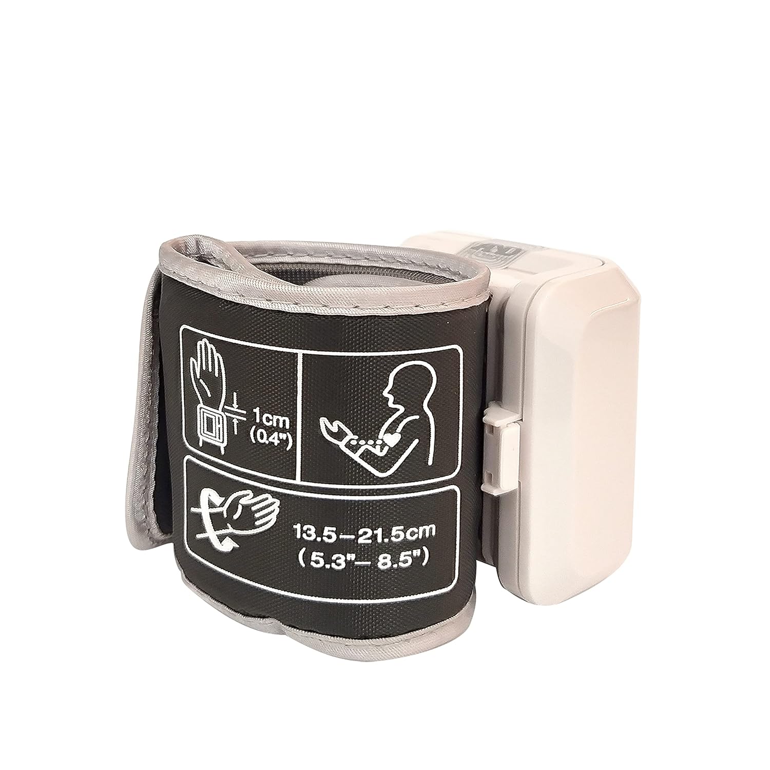 Blood pressure monitor with wrist cuff on a white background