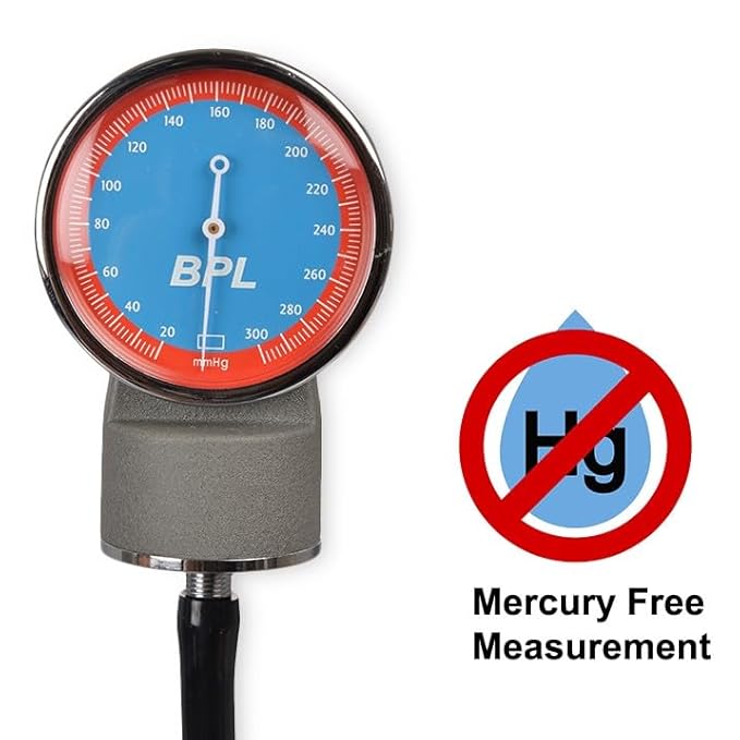 BPL Manual Large Dial Aneroid Sphygmomanometer | Blood Pressure Monitor with Cuff & Carry Case