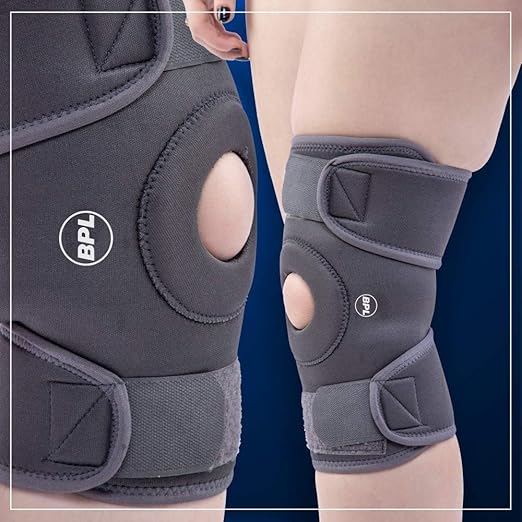 BPL OrthoCare Knee Wrap Premium with Open Patella | Breathable Knee Support Brace for Arthritis, Sports & Pain Relief – Grey