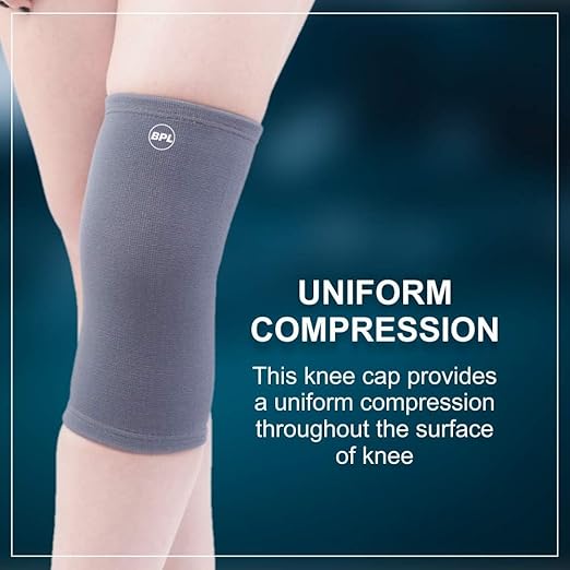 BPL OrthoCare Nylon Knee Cap | Knee Brace for Pain Relief, Gym, Sports & Daily Use | Knee Sleeve for Men & Women – Grey