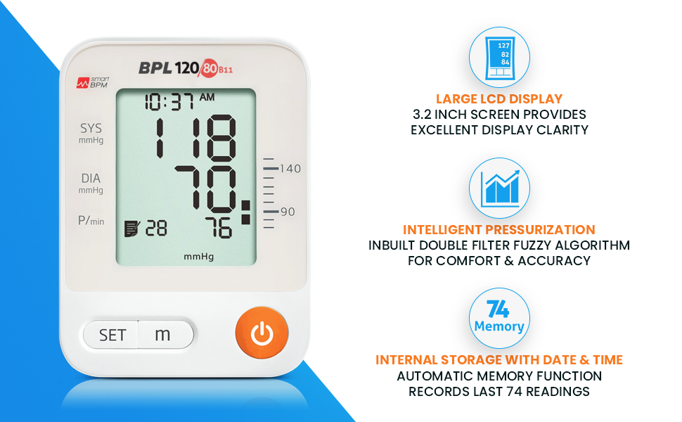 BPL Medical Technologies Automatic Blood Pressure Monitor BPL 120/80 B11 - (White)