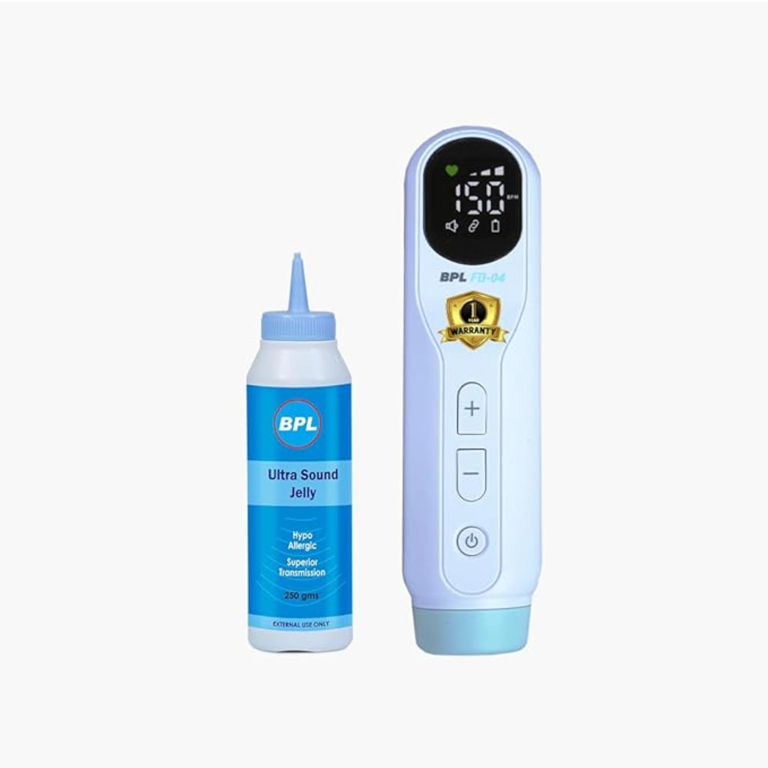 BPL Medical Technologies FD-04 Fetal Doppler with Ultrasound Gel | Pulse Wave Technology | Heartbeat Detection Machine for Home and Clinic Use - White