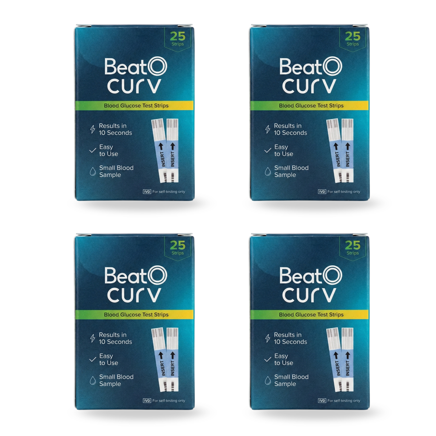 BeatO Curv Glucometer Test Strips | Blood Glucose Sugar Test Strips | 100 Test Strips Only