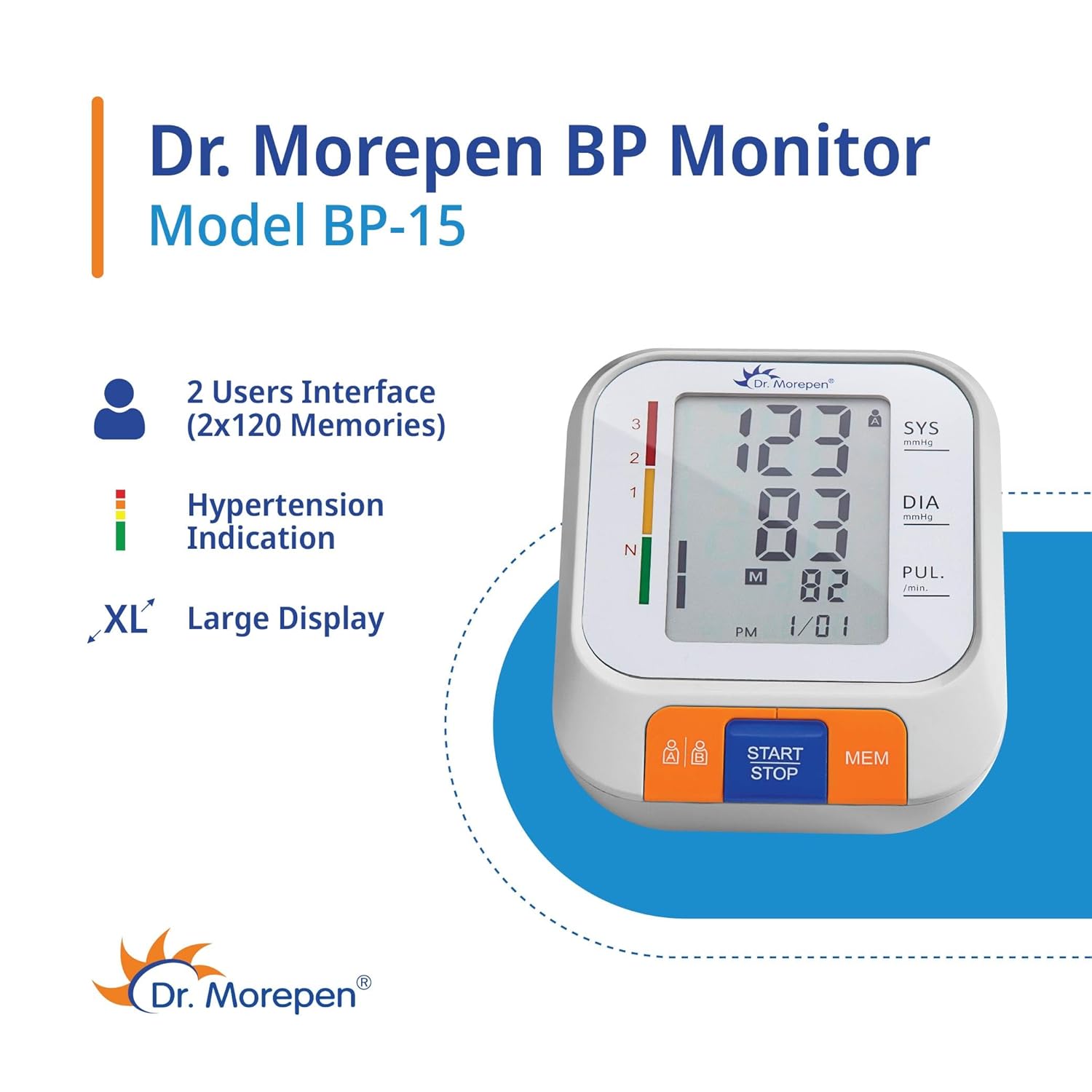 DR. MOREPEN EMZMOREPEN-BP15 Blood Pressure Monitor (White) | Blood Pressure Reading Machine Price