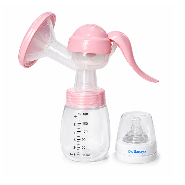 Dr. Sanaya Manual Breast Pump with Feeding Bottle (BPA Free, 180ml)
