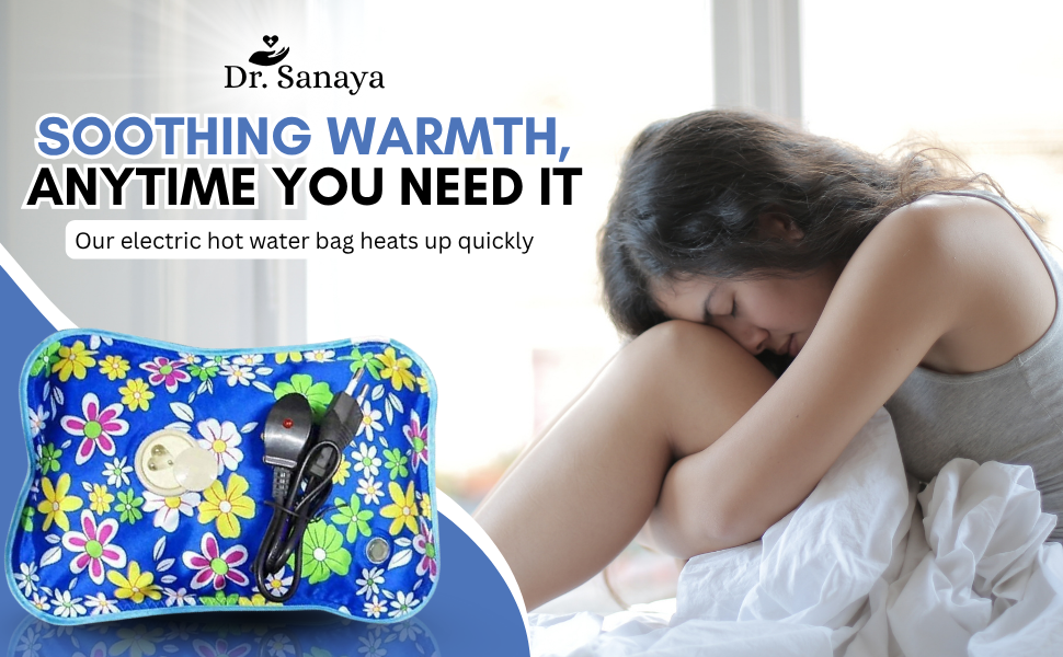 Dr. Sanaya Rechargeable Electric Gel Hot Water Bag | Pre-Filled Heating Pad for Pain Relief, Menstrual Cramps, Arthritis, Back & Muscle Aches (Multicolor/Degine)