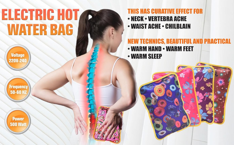 Dr. Sanaya Rechargeable Electric Gel Hot Water Bag | Pre-Filled Heating Pad for Pain Relief, Menstrual Cramps, Arthritis, Back & Muscle Aches (Multicolor/Degine)