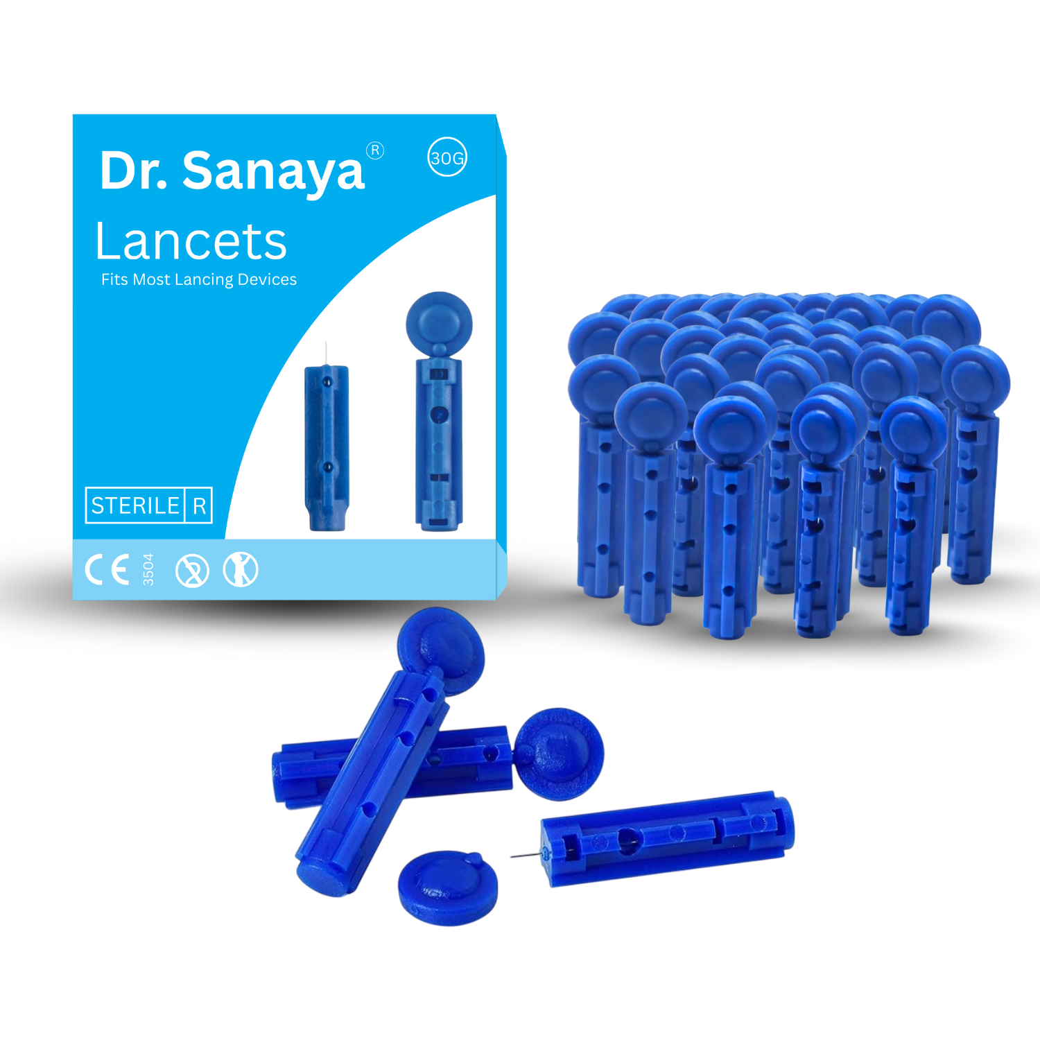 Dr. Sanaya Round Lancets 100 Pcs for Glucometer | Sterile Blood Sampling Needles for Accurate Sugar Test at Home