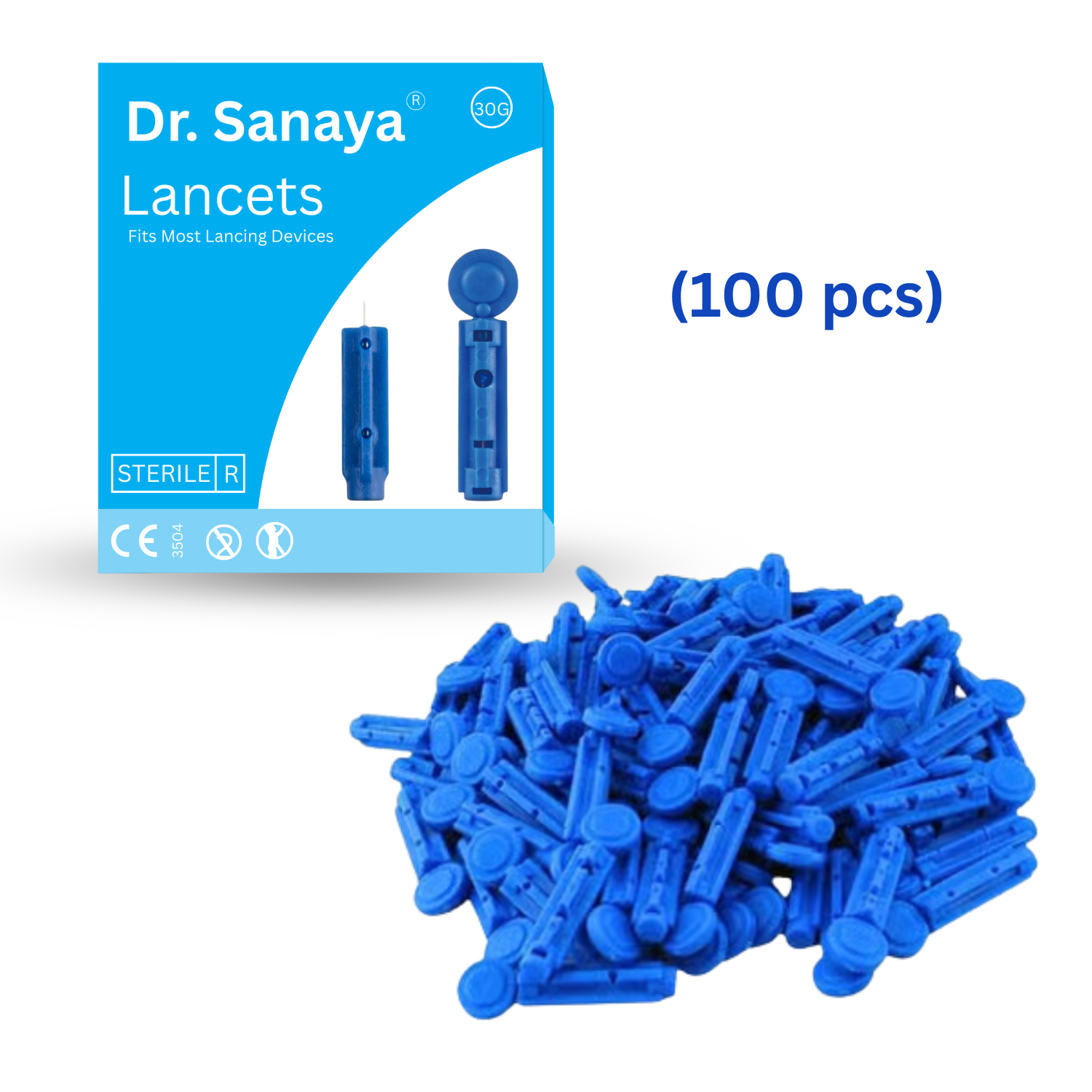 Dr. Sanaya Round Lancets 100 Pcs for Glucometer | Sterile Blood Sampling Needles for Accurate Sugar Test at Home
