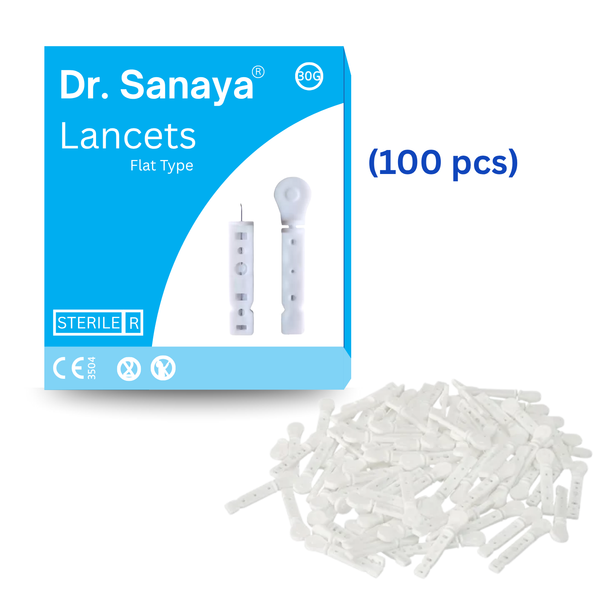 Dr. Sanaya 30G Flat Lancets 100 Pack | Pain-Free & Hygienic Blood Glucose Testing | Universal Fit for All Lancing Devices