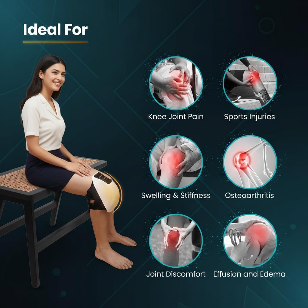 Dr. Sanaya Smart Knee Massager with Heat & Vibration | Rechargeable Joint Pain Relief Therapy Device