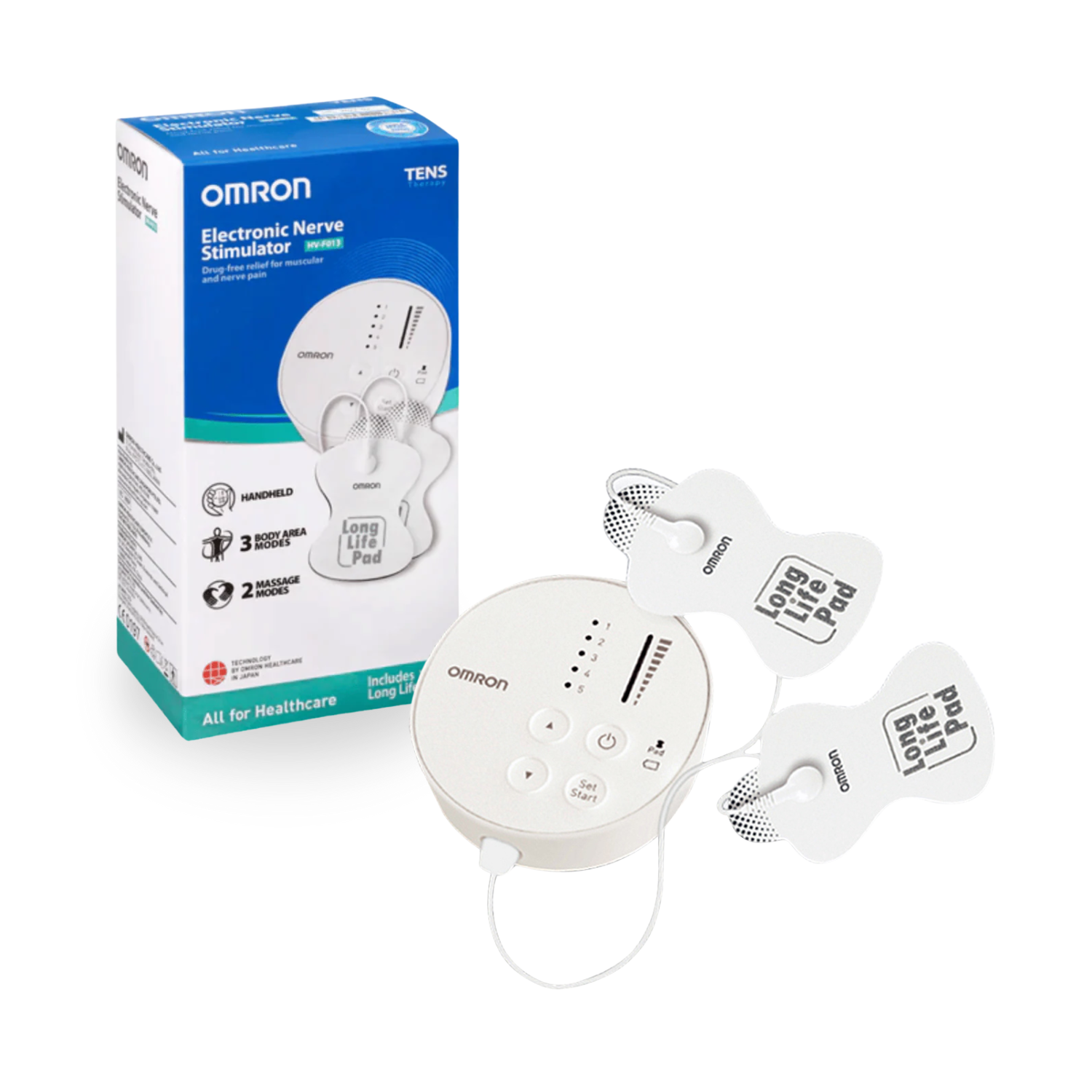 Omron HV F013 Corded Electric TENS Machine | Nerve Stimulator & Body Massager (White) for Effective Pain Relief