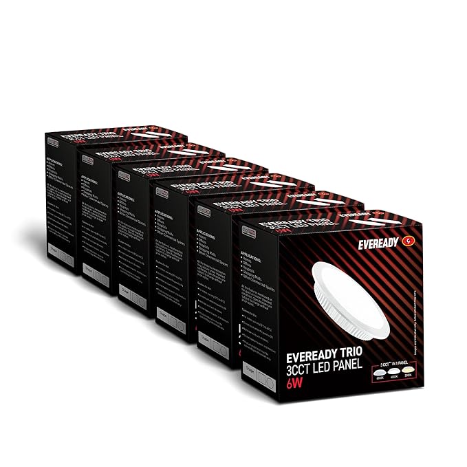Six boxes of Eveready 6W Round LED Trio 3CCT Panel Light 