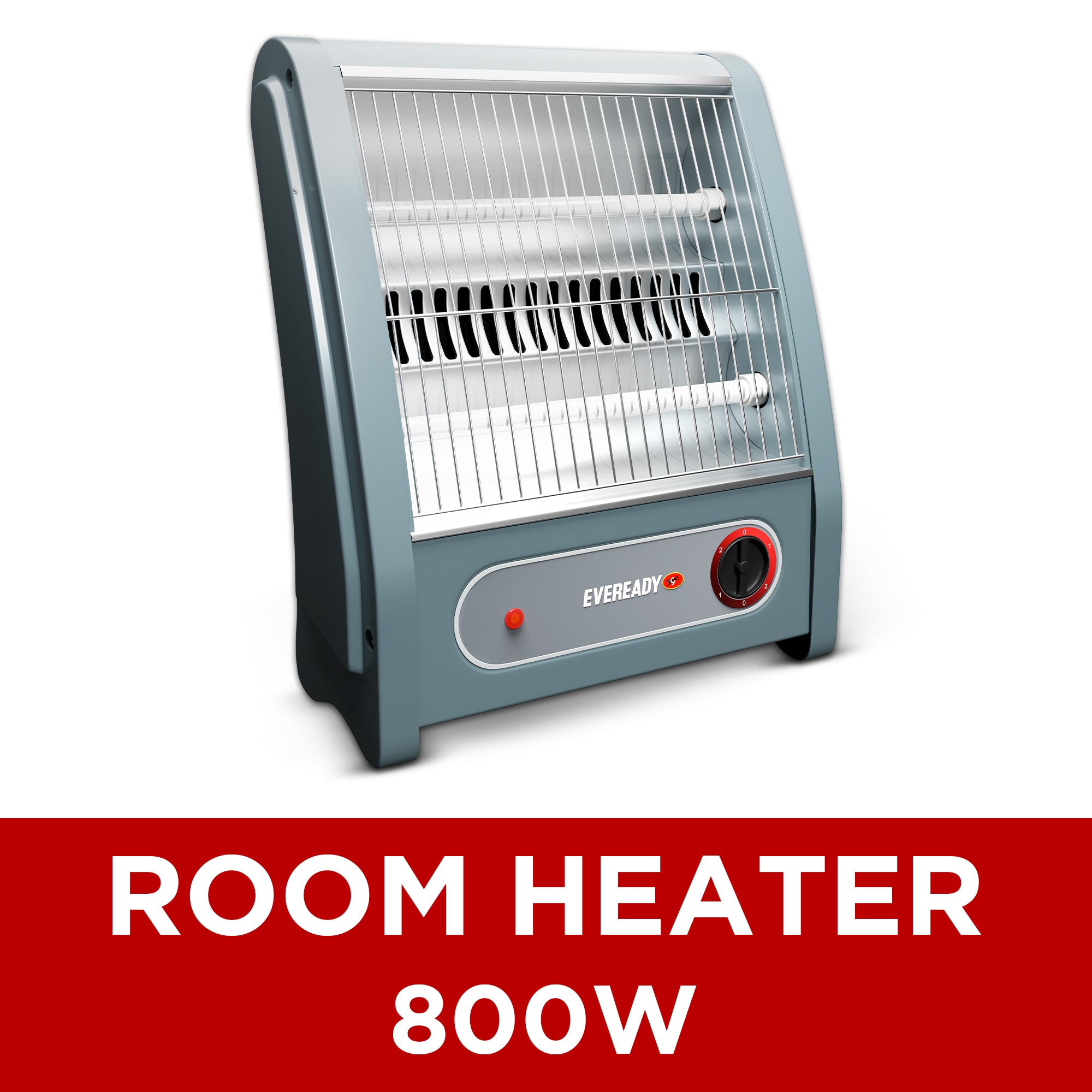 Eveready Pyrowarm 800W Quartz Room Heater with Dual Heating Elements & Tip-Over Protection