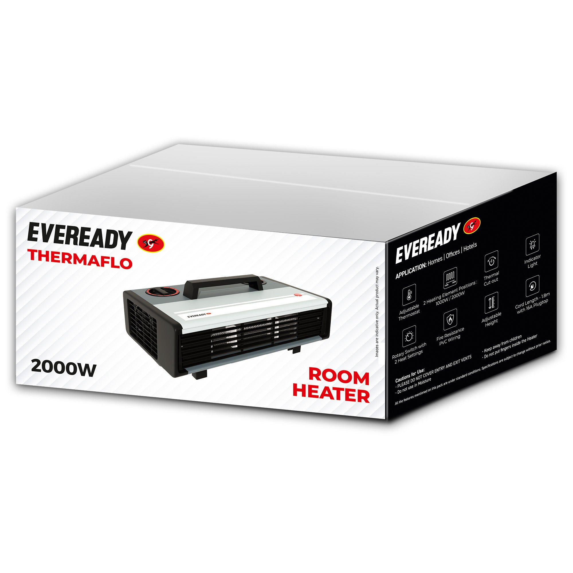 Eveready Thermaflo Convector 2000W Room Heater with Adjustable Thermostat & Dual Heat Settings