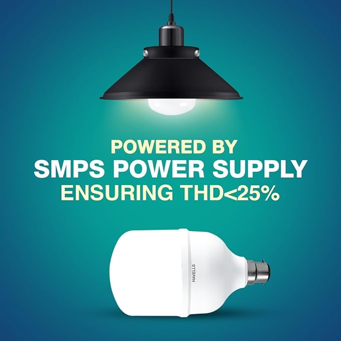 Light bulb with text about SMPS power supply on a blue background