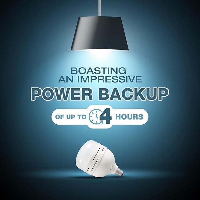 Havells 30W LED Inverter Emergency Bulb - Cool Day Light (6500K) | B22 Base | Shatter Resistant | 4-Hour Backup | Li-ion Battery | Overcharge Protection