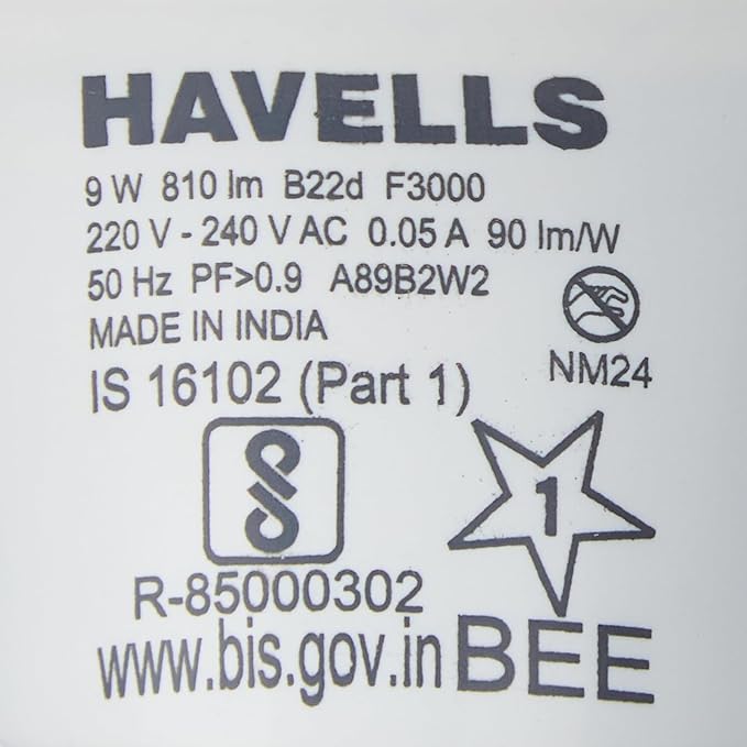 Havells 9W LED Bulb (Warm White, 3000K)