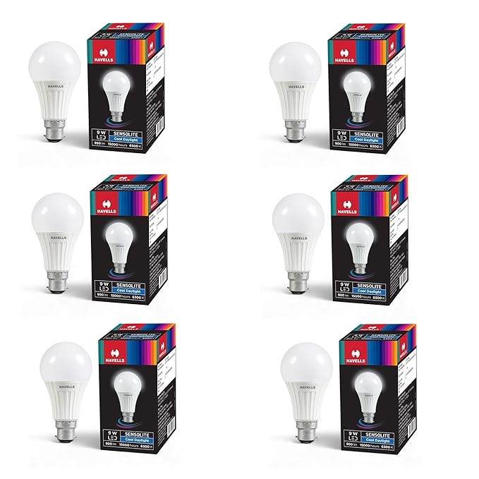 Havells Sensolite 9W Motion Sensor Led Bulb |Auto on-Auto off|5 Mtr Radius Sensor Area (B22 Cool day white)