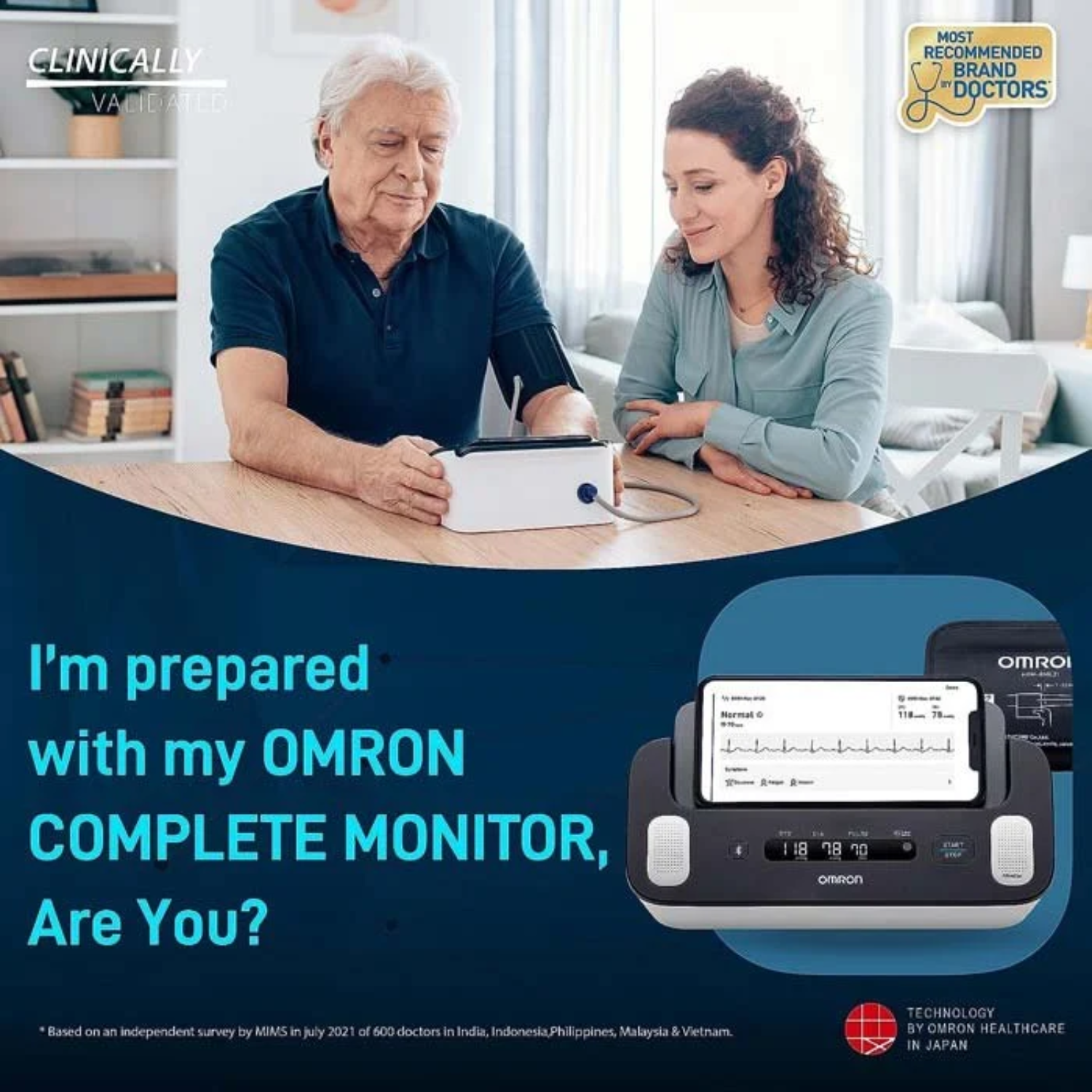 Omron HEM-7530T BP Monitor with ECG | Hospital-Grade BP, ECG & AFib Detection Device for Accurate Clinical Measurements