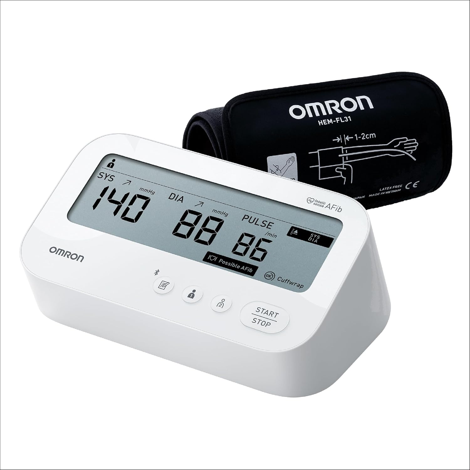 Omron HEM-7194T1-FLBIN Upper Arm Automatic Blood Pressure Monitor with AFib Detection, IntelliWrap 360° Accuracy Cuff, Large Display