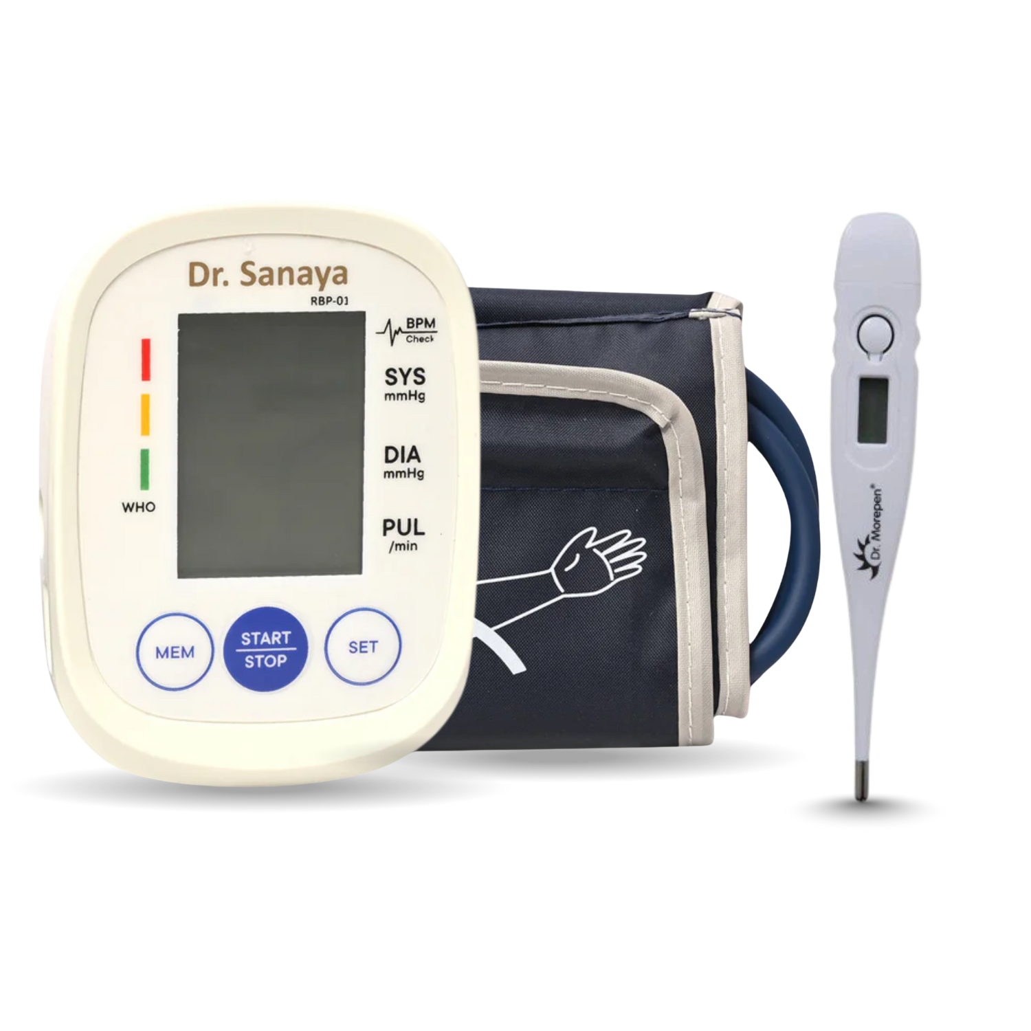 Dr. Sanaya RBP-01 Automatic BP Monitor + Dr. Morepen MT-110 Digital Thermometer Combo | Accurate Home Health Kit