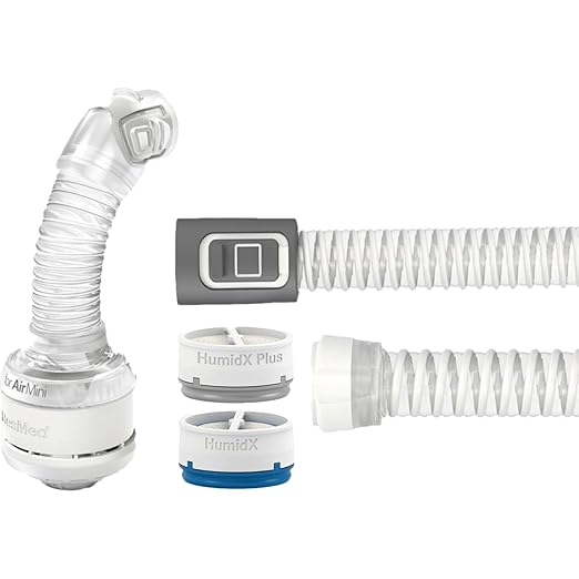 A flexible tube, N20 connector, and two waterless humidifiers – HumidX and HumidX Plus..