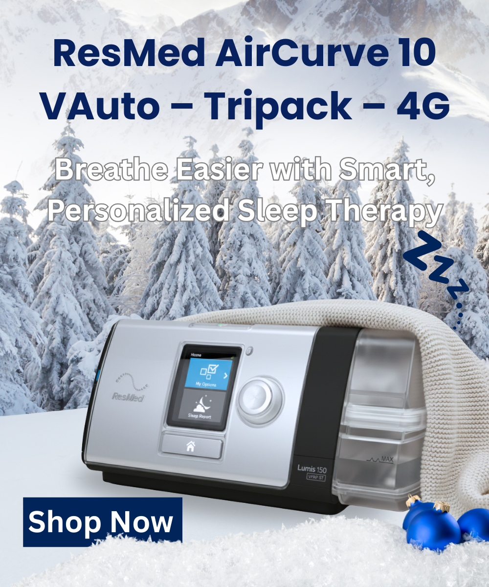 ResMed AirCurve 10 device with snowy landscape background