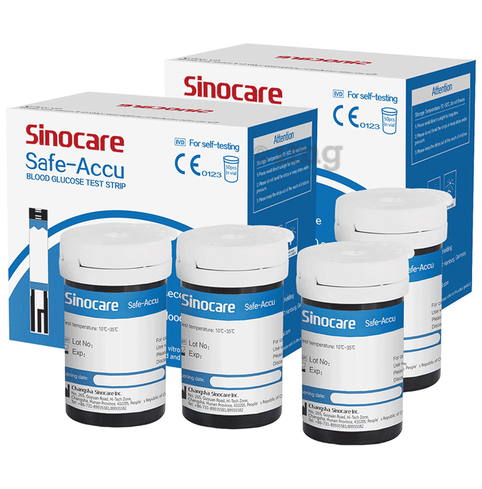 Sinocare Safe Accu blood glucose test strips (Blue) |  (for Safe Accu glucometer only)