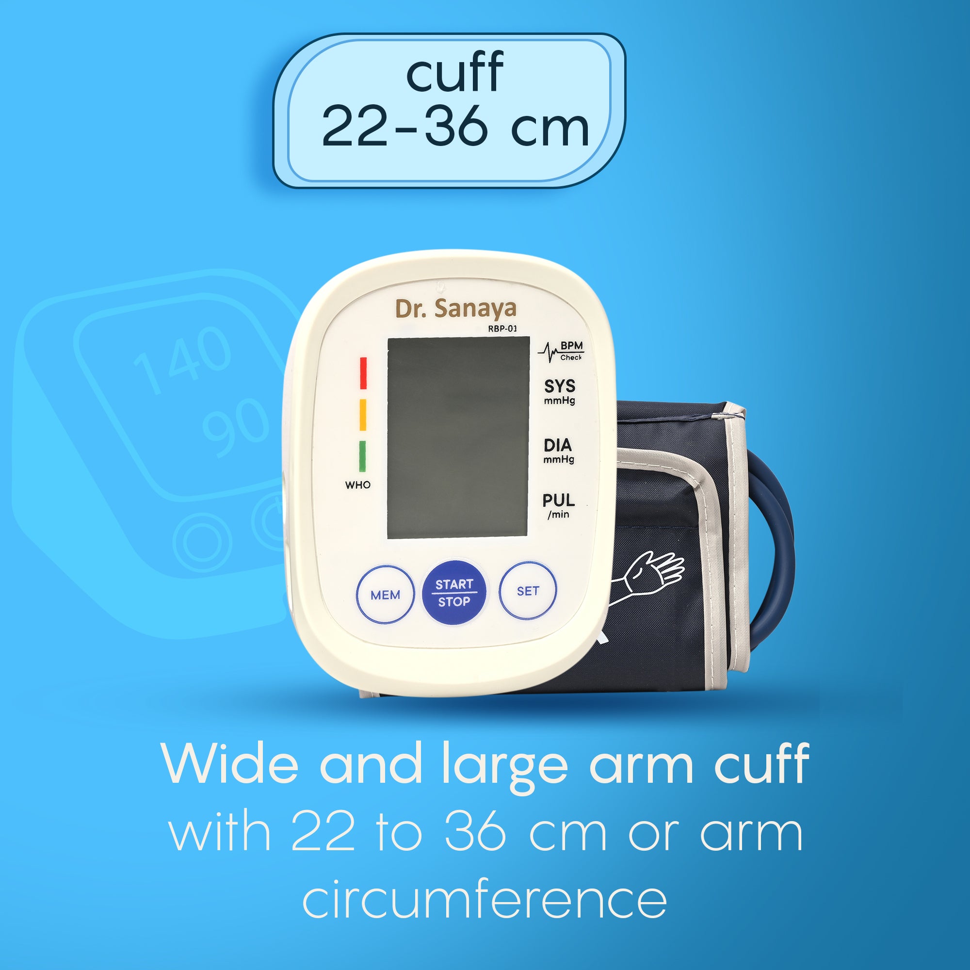 Dr. Sanaya Fully Automatic Digital Blood Pressure Monitor with C-Type USB Port,Cuff Size(Arm Circumference 22-36 Cm) and Most Accurate Measurement Bp Monitor (White)