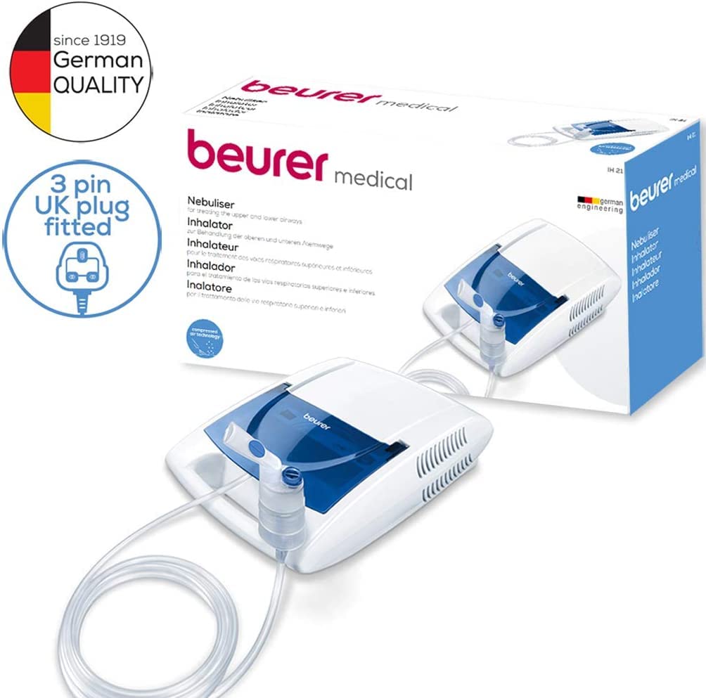 Beurer IH21 Home-Use Nebuliser | Electric inhaler for nebulising liquid medication for colds, asthma and respiratory diseases | Compressed air technology | For adults and children | Medical device