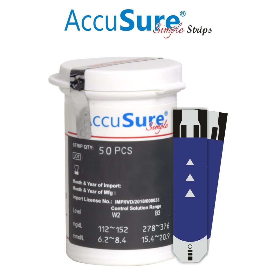 AccuSure Simple Blood Glucose Test Strip