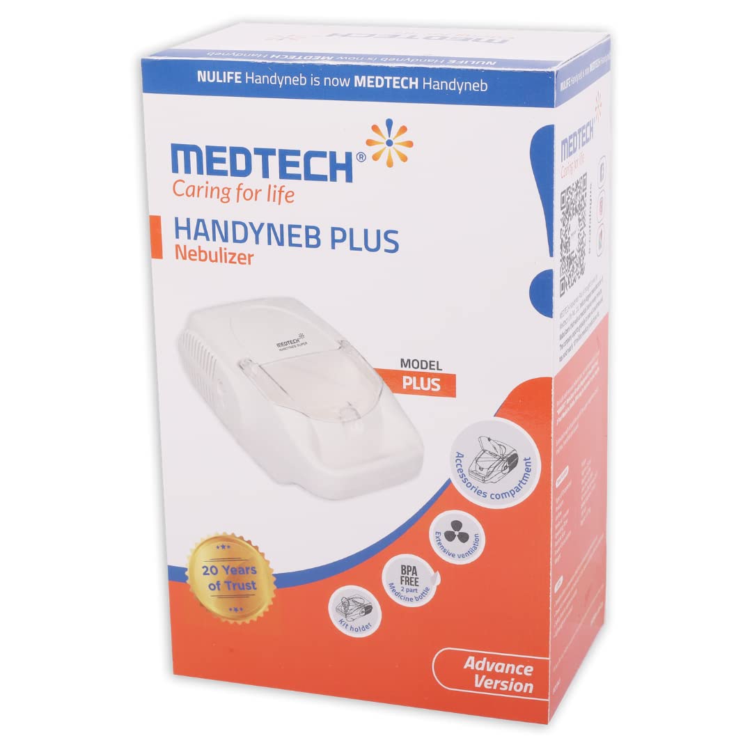 Medtech Handyneb Plus Compressor Nebulizer Machine with Kit for Adult and Kids Nebulizer (White)