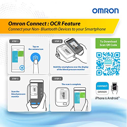 Omron HEM 7143T1A Digital Bluetooth Blood Pressure Monitor with Cuff Wrapping Guide & Intellisense Technology For Most Accurate Measurement (Adapter Included)