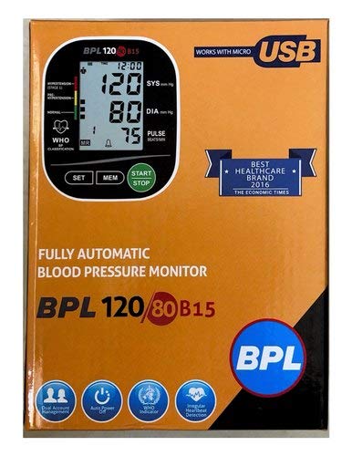 Bpl Medical Technology B15 Automatic Digital Blood Pressure Monitor with Micro USB charging Plug