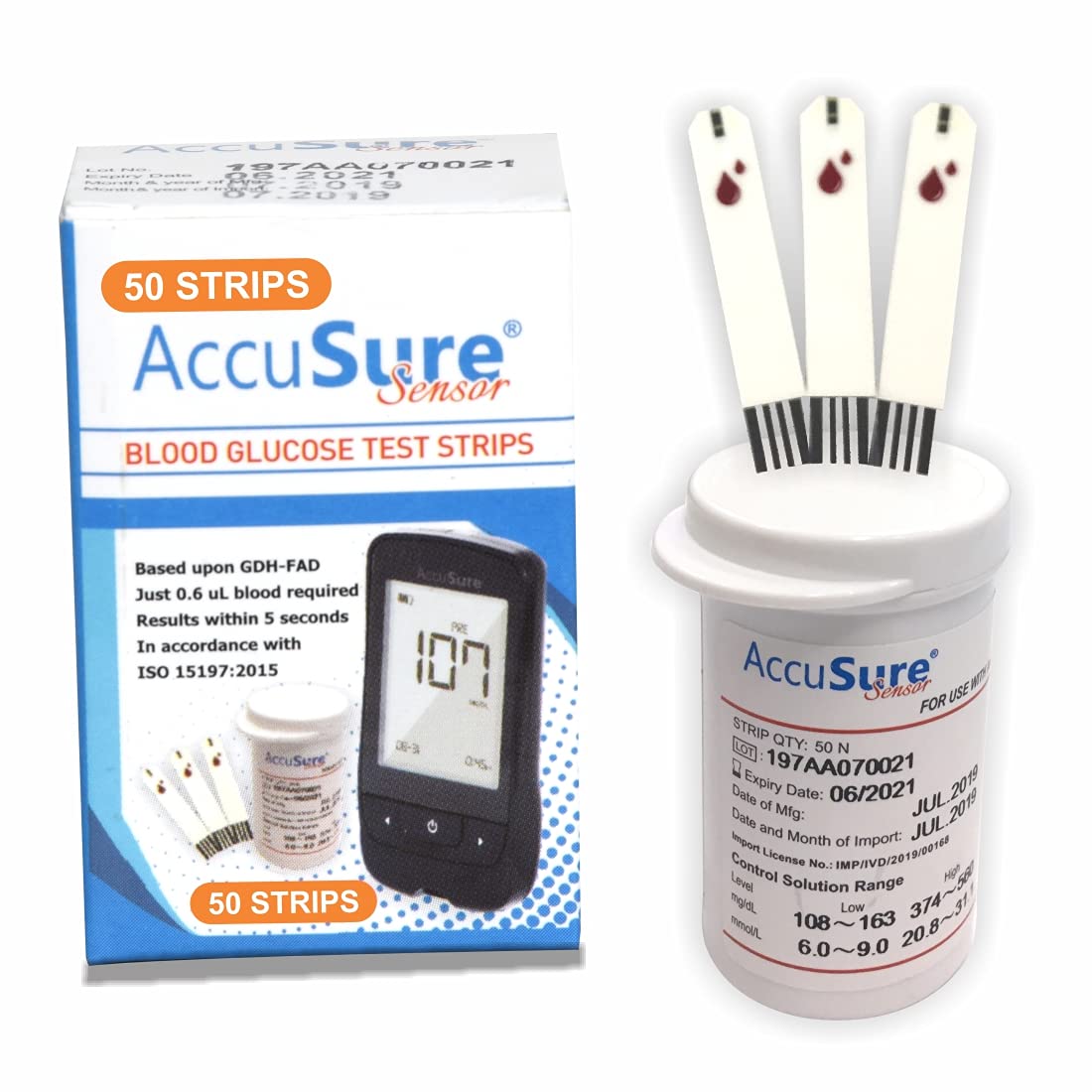 AccuSure Sensor Glucometer Test Strips